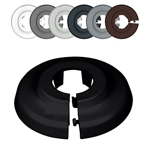 FUX 10 Stück Einzel Heizungsrohr Rosette, verschiedene Größen, Rohrabdeckung, Abdeckrosetten, Heizung, Verkleidung, Heizkörper Rosetten, Polypropylen in Sonderfarben (15mm, Tiefschwarz RAL 9005) von FUX