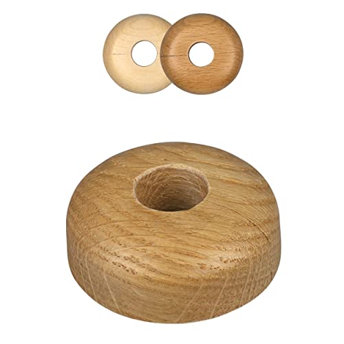 FUX 10 Stück Einzel Heizungsrohr Rosette, 15mm - 22mm, Echthözer, Rohrabdeckung, Abdeckrosetten, Heizung, Verkleidung, Heizkörper Rosetten, Holz, Parkett, Holzrosetten (22mm, Eiche) von FUX