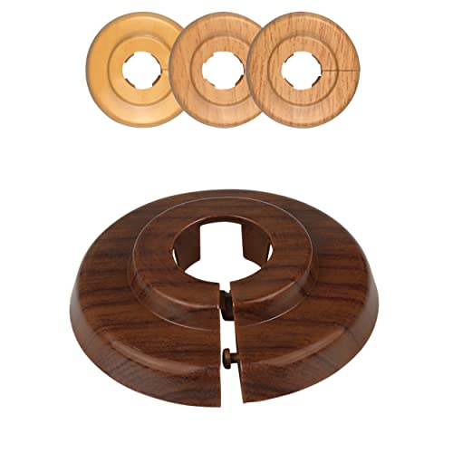 FUX 10 Stück Einzel Heizungsrohr Rosette, 12mm bis 28mm, PP mit Holz-Dekor, Rohrabdeckung, Abdeckrosetten, Verkleidung, Heizkörper Rosetten, Laminat, Parkett (15mm, Mahagoni) von FUX