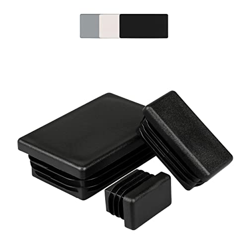 10 Stück Kunststoff Rechteck Rohrstopfen, Lamellenstopfen, Verschiedene Größen und Farben, Möbelgleiter, Stuhlbeinschoner, Schutzkappen (Rohraußenmaß: 60x40mm, Rohrwandstärke: 1-3mm, Schwarz) von FUX