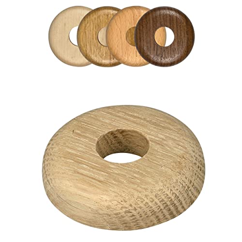 FUX 10 Stück Einzel Heizungsrohr Rosette, 15mm - 22mm, Rohrabdeckung, Abdeckrosetten, Verkleidung, Heizkörper Rosetten, Holz, Parkett, Holzrosetten (15mm, Eiche (roh)) von FUX