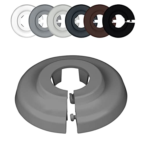 FUX 2 Stück Einzel-Rosetten für Heizungsrohre, Abdeckung für Heizungsrohre, Heizung 15mm, 18mm, 22mm Polypropylen in Schwarz, Braun & Grau-Tönen (18mm, Staubgrau RAL 7037) von FUX