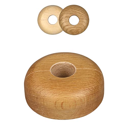 FUX 2 Stück Einzel Heizungsrohr Rosette, 15mm - 22mm, Echthözer, Rohrabdeckung, Abdeckrosetten, Heizung, Verkleidung, Heizkörper Rosetten, Holz, Parkett, Holzrosetten (19mm, Buche) von FUX