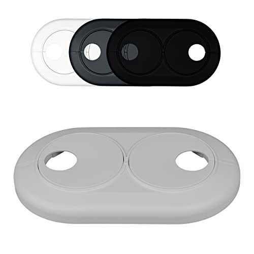 FUX 5 STÜCK Doppel Heizungsrohr Rosette, Rohrabstand variabel, Loch-Ø: 15mm - 28mm, Rohrabdeckung, Verkleidung, Heizkörper Rosetten, Abdeckungen Heizungsrohr (22mm, Lichtgrau RAL 7035) von FUX