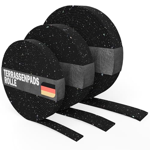 Terrassenpads Rolle 20m x 80mm x 3mm – Bautenschutzmatte aus Gummigranulat für Terrasse & Terrassendielen – WPC Unterkonstruktion – Antirutsch, Made in Germany von FUX