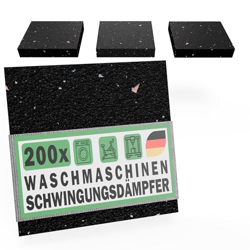 Schwingungsdämpfer Waschmaschine Unterlage 200 St Antivibrationsmatte Trockner - 90x90x10mm recyceltes Gummigranulat Made in Germany von FUX