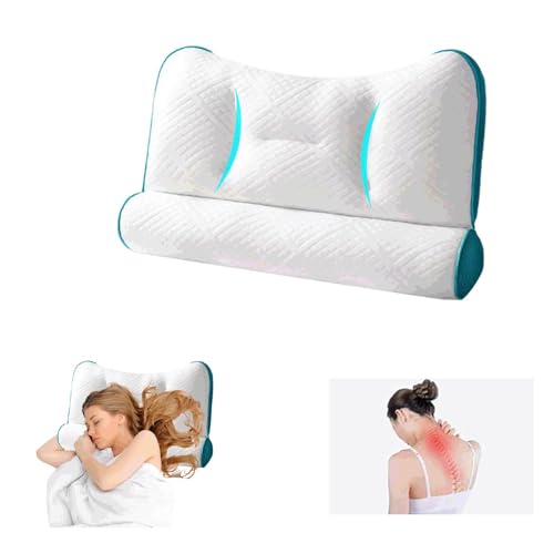 Außerst Bequemes, Ergonomisches Nackenstützkissen, Orthopädisches Kissen, Zervikales Nackenkissen mit Gegenzug, Ergonomisches Schlafkissen Für Nacken-Und Schulterschmerzen, Nackenstütze 40*60cm (Blau) von FUXNGZI