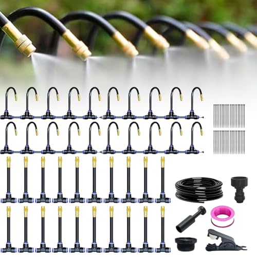 Bewässerungssystem Garten, 360° Gebogen Bewässerungssystem Garten, Automatische Bewässerungssystem Balkon, Hochbeet Bewässerung Tropfbewässerung für Landschaft, Flower Bed und Terrasse Pflanzen (20m) von FUXNGZI