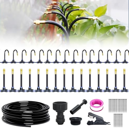 Bewässerungssystem Garten, 360° Gebogen Bewässerungssystem Garten, Automatische Bewässerungssystem Balkon, Hochbeet Bewässerung Tropfbewässerung für Landschaft, Flower Bed und Terrasse Pflanzen (15m) von FUXNGZI