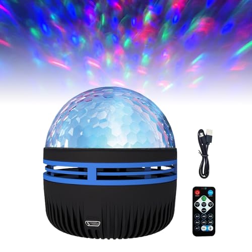 FUXNGZI 2 in 1 Northern Lights and Ocean Wave Projector, LED Sternenhimmel Projektor, Sternenlicht Projektor mit Fernbedienung, Aufladbare Projektor Nachtlicht für Schlafzimmer (Meereswellen) von FUXNGZI