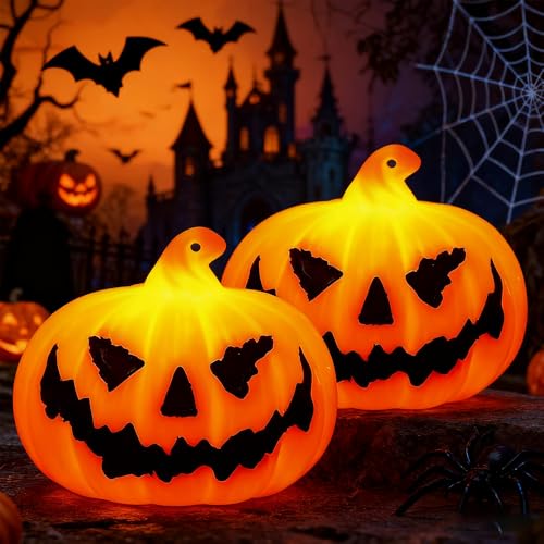 FUXNGZI Kürbis Led Kerzen LED Teelichter Halloween Kürbis Deko Kerzen, Kürbisse Zierkürbisse Herbstdeko Herbstdekorationen (2) von FUXNGZI