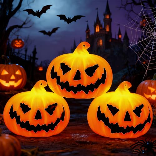FUXNGZI Kürbis Led Kerzen LED Teelichter Halloween Kürbis Deko Kerzen, Kürbisse Zierkürbisse Herbstdeko Herbstdekorationen (3) von FUXNGZI