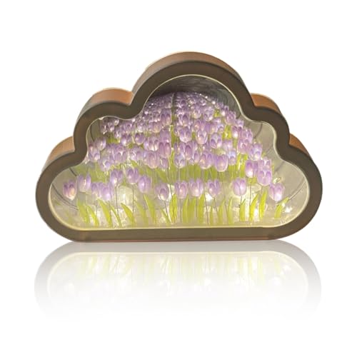 FUXNGZI Tulpen Lampe, 2024 LED Wolke Tulpenlampe, DIY Tulpen Nachtlicht, Wolken Tulpen Spiegel Nachtlicht mit Tulpen Licht und 20 Tulpen für Heimdekoration, Valentinstag Geburtstag Geschenke (lila) von FUXNGZI