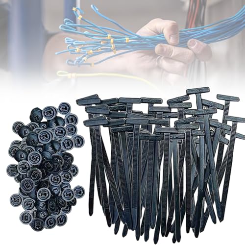Kabelbinder Schwarz,Universeller kabelbinder aus Nylon, Selbstsichernder Kabelbinder-Halter Wiederverwendbare für Elektroinstallation Routinewartung im Automobilbereich (50) von FUXNGZI