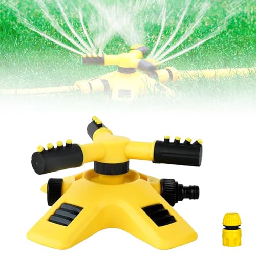 Rasensprenger,Rasensprenger für Gleichmäßige Bewässerung,Rasensprenger Große flächen,360° Drehbare Präzisions Düsenköpfe (1PCS+ 4-Punkt-Wasseranschluss) von FUXNGZI