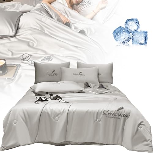 Sommer Einfacher Eis-Seiden-Quilt, 2024 Neu Kühldecke Selbstkühlende Decke, Leichte Sommerdecke Doppelseitige, kühlende Decke für Bett Sofa Menschen Kinder Babydecke Sommerdecke (#F, 150*200cm) von FUXNGZI