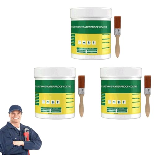 Wasserdichte Polyurethan-Beschichtung, 2024 Neu Transparenter Wasserdichter Beschichtungsmittel, Wasserdichte Isolier-Dichtstoff-Emulsion, Dichtmasse Wasserdicht Invisible Waterproof Agent (3PC, 100g) von FUXNGZI