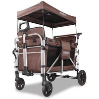 Bollerwagen Braun faltbar mit Dach - Transportwagen klappbar Schiebegriff erhöhte Sitze 5-Punkt-Gurt FX-CTXL900 - Fuxtec von FUXTEC