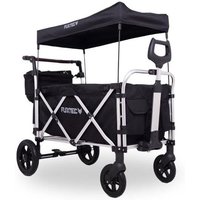Fuxtec - Bollerwagen faltbar FX-CTL950 Schwarz mit Dach - Transportwagen klappbar Hecktasche, Komfort-Schiebegriff & Innenraumverlängerung von FUXTEC