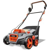 FUXTEC 40V Akku-Vertikutierer SET FX-E2VE38SET, 2-in-1 Vertikutieren & Belüften, 38 cm Arbeitsbreite, einstellbare Arbeitstiefe bis 12 mm, 45L von FUXTEC