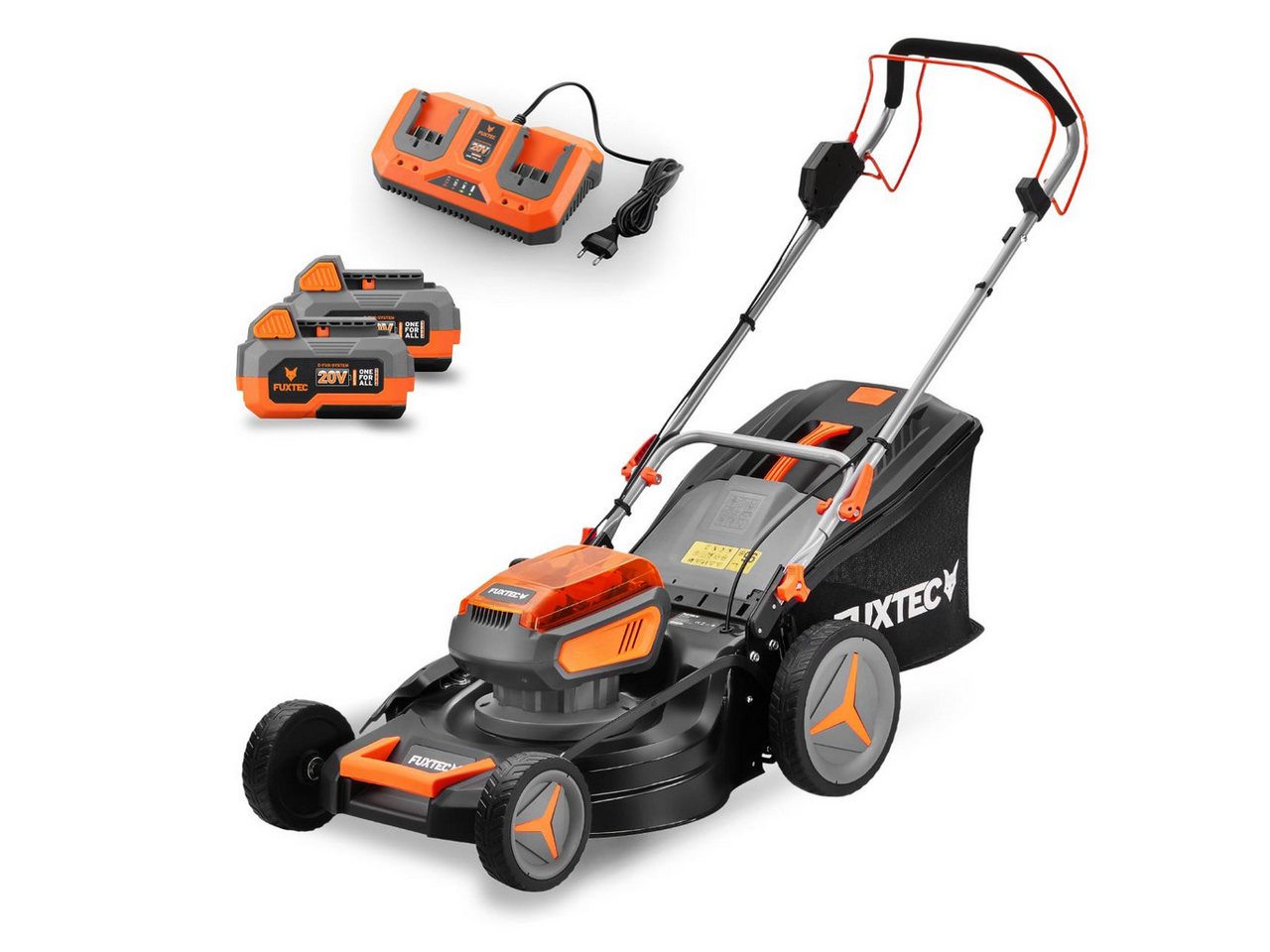 FUXTEC Akkurasenmäher FX-E2RM46SET, 46 cm Schnittbreite, 46 cm Schnittbreite, 50L Fangkorb, 2x 20V Akku, 25mm-65mm, Frontbumper FUXTEC Akkurasenmäher FX-E2RM46SET, 46 cm Schnittbreite, 46 cm Schnittbreite, 50L Fangkorb, 2x 20V Akku, 25mm-65mm, Frontbumper von FUXTEC