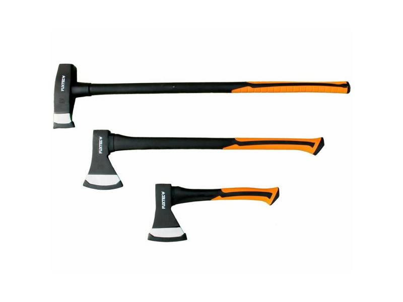 FUXTEC Axt FX-AX3, 8,0000 cm Länge, Axtkopf 600g/1000g/3000g Fiberglaskern Geschmiedeter Carbonstahl 1045 von FUXTEC
