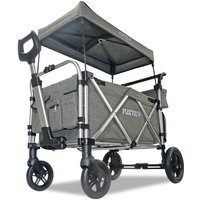 Fuxtec - Bollerwagen faltbar FX-CTL950 Premium Grau mit Dach - Transportwagen klappbar Hecktasche, Komfort-Schiebegriff & Innenraumverlängerung von FUXTEC