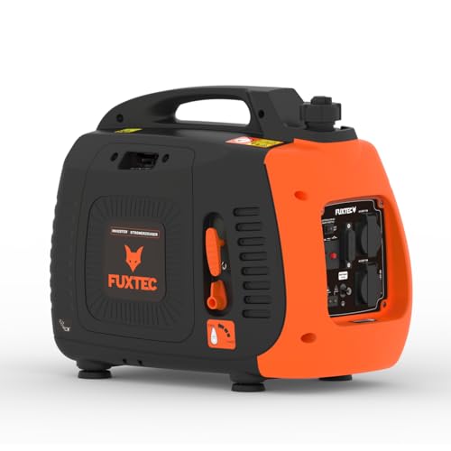 FUXTEC Inverter FX-IG12 Wechselrichter Benzin Stromerzeuger, 2,2 KW Leistung,4h Laufleistung, 3,8L Tankinhalt,4-Takt Motor - 2x 230V Anschluss geeignet für Ladegeräte,Laptops,2x USB-Anschlüsse 5V-2A von Fuxtec