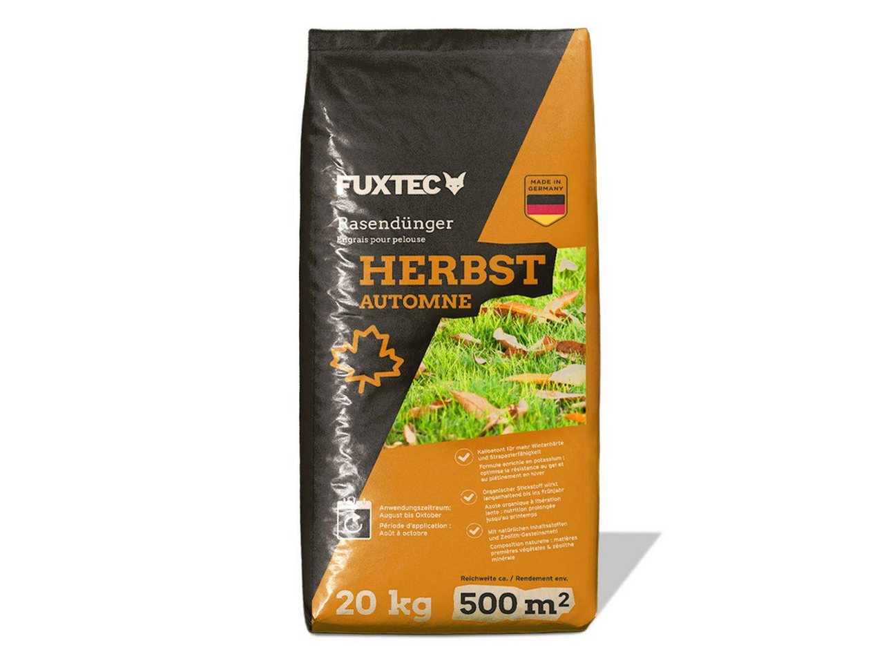 FUXTEC Rasendünger FX-RDH20, 1-St., Kaliumhaltiger Dünger für den Herbst, bis 1000m², 20kg Granulat von FUXTEC