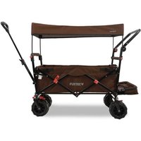 Fuxtec - Beach Bollerwagen faltbar FX-CTB800 Braun mit Dach - Strandwagen klappbar extra breite Räder Schiebegriff & Innenraumverlängerung von FUXTEC