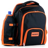 Fuxtec - Picknickrucksack 'Traveller' mit Kühlfach und Geschirr für 4 Personen Tragekorb Set mit Tellern, Edelstahlbesteck, Weingläser, servietten, von FUXTEC