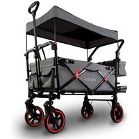 Faltbarer Bollerwagen FX-CT850 Grau – klappbar mit Dach, Vorder- und Hinterrad-Bremse, Vollgummi-Reifen & Innenraumverlängerung – für Kinder geeignet von FUXTEC