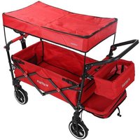 Faltbarer Bollerwagen FX-CT850 Rot – klappbar mit Dach, Vorder- und Hinterrad-Bremse, Vollgummi-Reifen & Innenraumverlängerung – für Kinder geeignet von FUXTEC