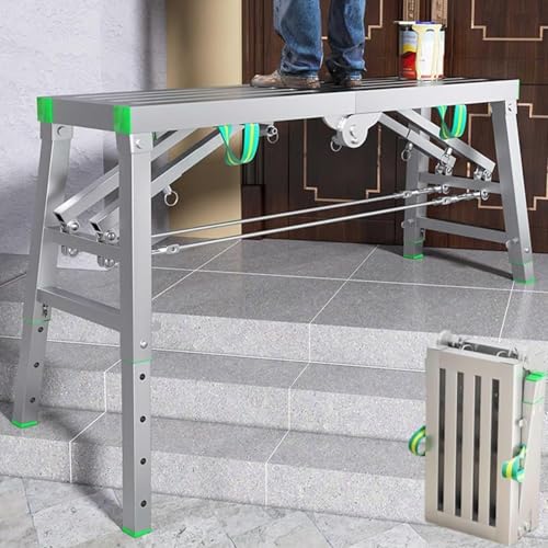Arbeitsplattform Klappbar, Arbeitsbühne Höhenverstellbar, Mehrzweck Gerüstturm Verstellbare Klappgerüst Plattform Für Werkstatt, Haushalt Und Baustelle, Maximale Tragkraft: 400kg (160x40cm) von FUYAO