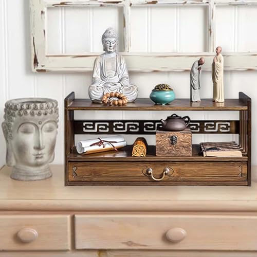 FUYAO Altar Table with Drawer, Handmade Puja Table for Spiritual, Natural Bamboo Meditation Tables, Prayers Witch Altar Tea Tables Buddhist Shrine for Prayers Divination Worship(Size:l,Color:a) von FUYAO