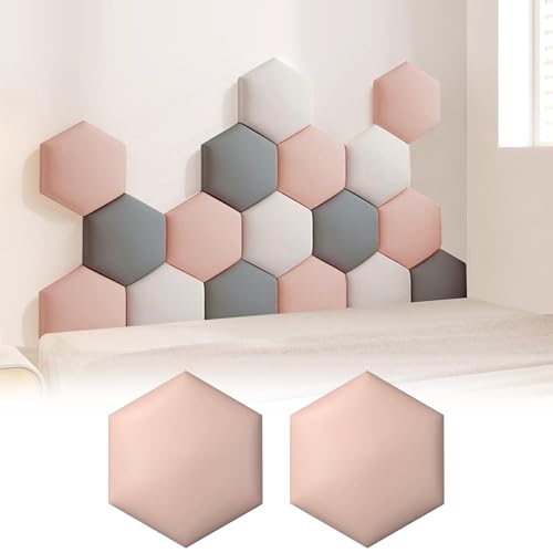 FUYAO Gepolsterte Wandpaneele, Antikollisions Hexagon Wandpolsterung, Selbstklebende Kopfteil Paneele für Schlafzimmer und Kinderzimmer, 2 Stück von FUYAO