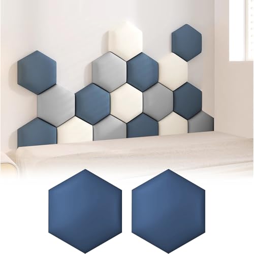 FUYAO Gepolsterte Wandpaneele, Antikollisions Hexagon Wandpolsterung, Selbstklebende Kopfteil Paneele für Schlafzimmer und Kinderzimmer, 2 Stück von FUYAO