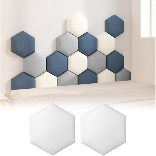 FUYAO Gepolsterte Wandpaneele, Antikollisions Hexagon Wandpolsterung, Selbstklebende Kopfteil Paneele für Schlafzimmer und Kinderzimmer, 2 Stück von FUYAO