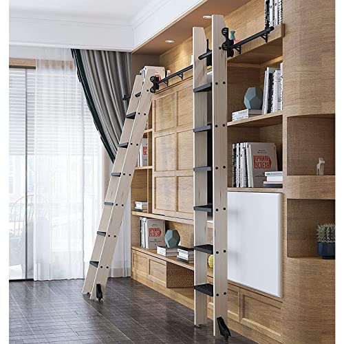 FUYAO Retactable Rolling Ladder Hardware Library Slide Ladder Hardware Kit, Black Steel Rolling Library Leiter Hardware, Home/Office/Bibliothek Scheune Style Sliding Track Kit von FUYAO
