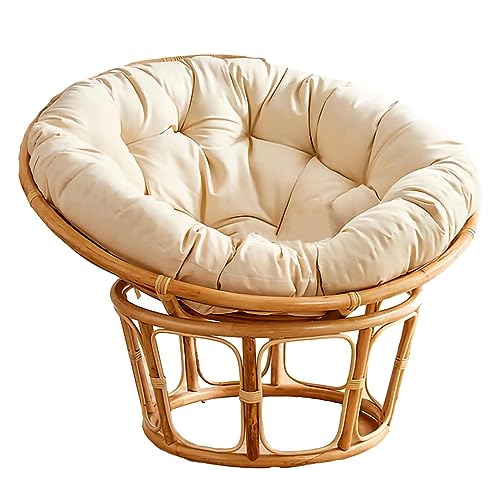 FUYAO Runde Papasansessel Kissen, Dicke Perle Baumwolle Polsterung Schaukel Kissen, Papasan Wicker Rattan Ei Stuhl Pad + Rutschfesten Krawatten, Für Innen- Und Außenbereich(Size:100cm,Color:beige) von FUYAO