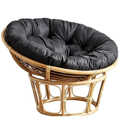 FUYAO Runde Papasansessel Kissen, Dicke Perle Baumwolle Polsterung Schaukel Kissen, Papasan Wicker Rattan Ei Stuhl Pad + Rutschfesten Krawatten, Für Innen- Und Außenbereich(Size:80cm,Color:Black) von FUYAO