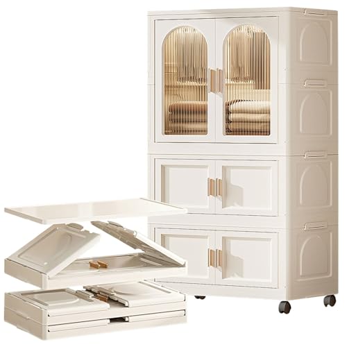 FUYAO Tragbarer Faltschrank Kleiderschrank mit Aufhängestange, magnetischer Tür, Rollen, inklusive 10 Kleiderbügeln und 2 Faltboxen, ideal für die Organisation von Kleidung und Aufbewahrungslösungen FUYAO Tragbarer Faltschrank Kleiderschrank mit Aufhängestange, magnetischer Tür, Rollen, inklusive 10 Kleiderbügeln und 2 Faltboxen, ideal für die Organisation von Kleidung und Aufbewahrungslösungen von FUYAO