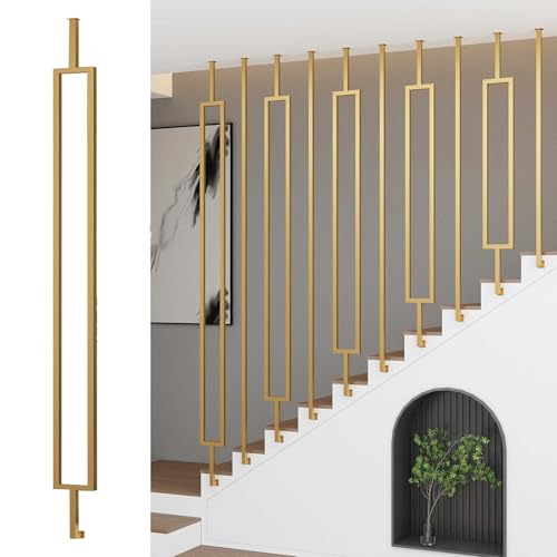 FUYAO Treppengeländer für ebene und schräge Treppen, anpassbarer Balustradenpfosten aus Metall, verhindert Herunterfallen – Eisen-Schwarz/Weiß/Gold von FUYAO