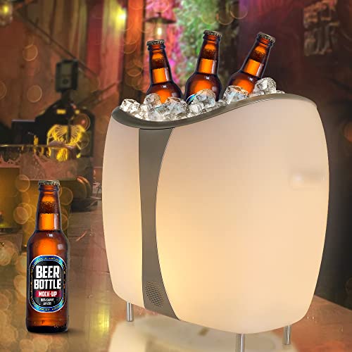 FUYO 3-in-1 LED Eiskübel mit Bluetooth Lautsprecher RGB Farbwechsel Akku Outdoor IP44 Wasserdicht Dimmbar Weinkühler Eisbehälter Bar Flaschenkühler Getränkekühler, Höhe 43cm- für Indoor & Outdoor von FUYO