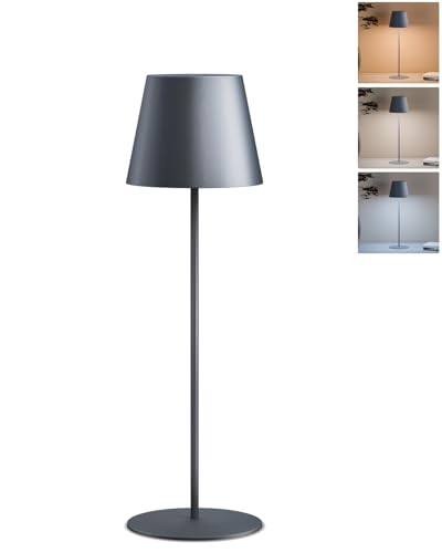 FUYO LED Tischlampe Kabellose USB-C-Ladung Akku-Tischleuchte Outdoor mit Touch Stufenlos Dimmbar 2700K-6000K/3 Farben für Wohnzimmer Schlafzimmer Balkon Garten Terrasse (Grau) von FUYO