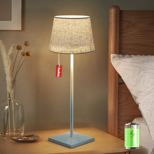 FUYO Outdoor Tischlampe, Kabellos Tischlampe Dimmbare Warmweiß 2700K LED Tischlampe Akku Wasserdicht IP54 Led Akku Tischleuchte für Garten Esstisch Schlafzimmer Arbeitszimmer Balkon Hotel (Gray) von FUYO
