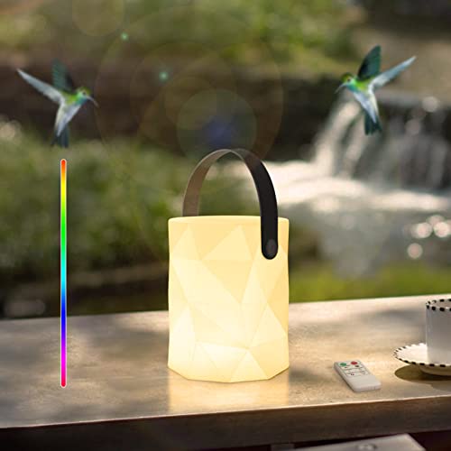 FUYO Outdoor Tischlampe Kabellos Tragbare Mehrfarbiges LED Tischleuchte mit Akku Dimmbar 7 RGB Farben Wiederaufladbare Lampe IP44 wasserfest Tischlampe für Außen Terrasse Garten Schlafzimmer. von FUYO