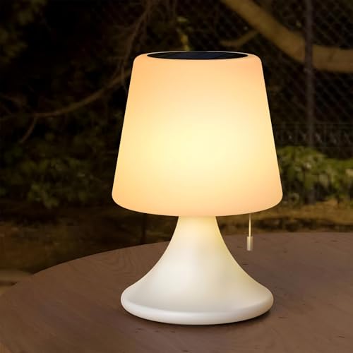 FUYO Solar Tischlampe Outdoor LED 2-in-1 Aufladung 8 Farben Dimmbar Tischlampe Kabellos Akku Tischleuchte Aufladbar IP44 für Camping Garten Balkon Terrasse von FUYO