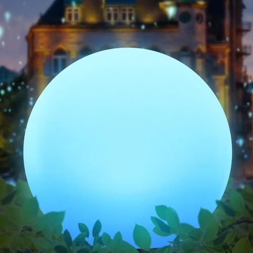 FUYO Solarlampen für außen, Große LED Solar Aussen Garten Kugel Leuchte Lampe mit Erdspieß Kabellos Fernbedienung IPX6 Solar Kugel für Boden Wege Terrassen Rasen Pool Teich (25CM) von FUYO