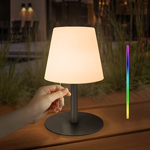 FUYO LED Akku Outdoor Tischlampe mit 8 Farben Dimmbar Kabellos Tischleuchte Tragbare Farbwechsel Nachtlicht Lampe für außen garten schlafzimmer camping ostern dekoration von FUYO